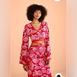 Red Jungle Scarf Knit Top & skirt - FARM RIO